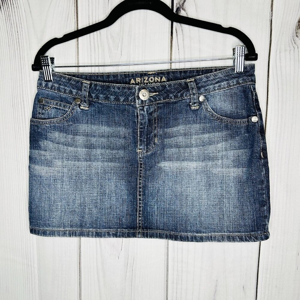 Arizona Jean Co. Mini Skirt Sz 7 Denim Stretch 32" Waist 12" Length